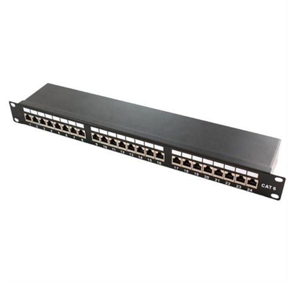 LogiLink NP0061 Netzwerk-Patch-Panel (Patchpanel, 19 Einbau, 1HE, Kategorie 6A Klasse, STP, 24 RJ45 Ports, Schwarz) von LogiLink