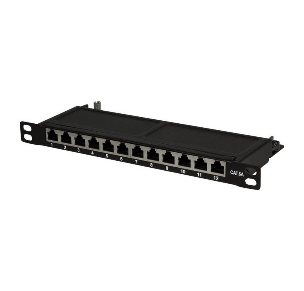 LogiLink NP0066 Netzwerk-Patch-Panel (10 Zoll Cat.6A, 12-Port, 0,5 HE, geschirmt PoE, PoE+ und PoE) von LogiLink