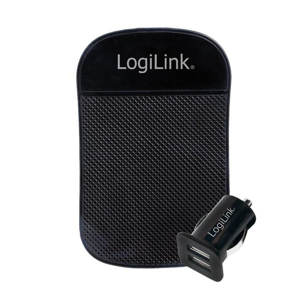 LogiLink PA0204 Kfz Adapter 2x USB 10.5W KFZ-Netzteil (5V, Antirutschmatte, für Smartphones Tablet Powerbank, schwarz) von LogiLink