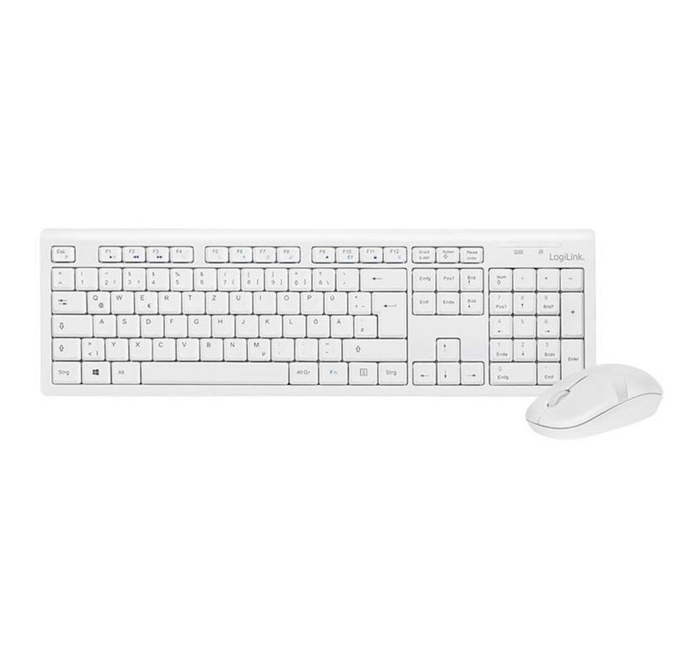 LogiLink Tastatur- und Maus-Set, kabellose Tastatur und Maus Set, wireless, Funk, QWERTZ, 1000dpi Maus, 13 programmierbare Hotkeys für Multimedia von LogiLink