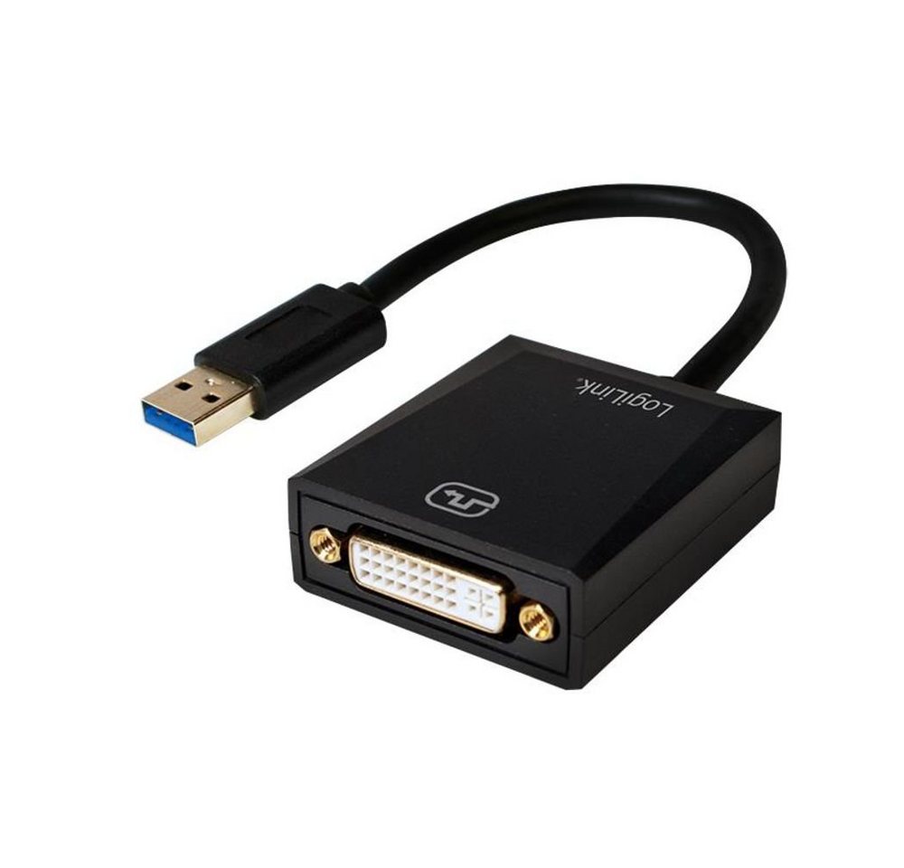 LogiLink UA0232 USB-Adapter, 10 cm, USB 3.0 A/Stecker zu DVI-I(24+5) Dual Link/Buchse 1080p, schwarz von LogiLink