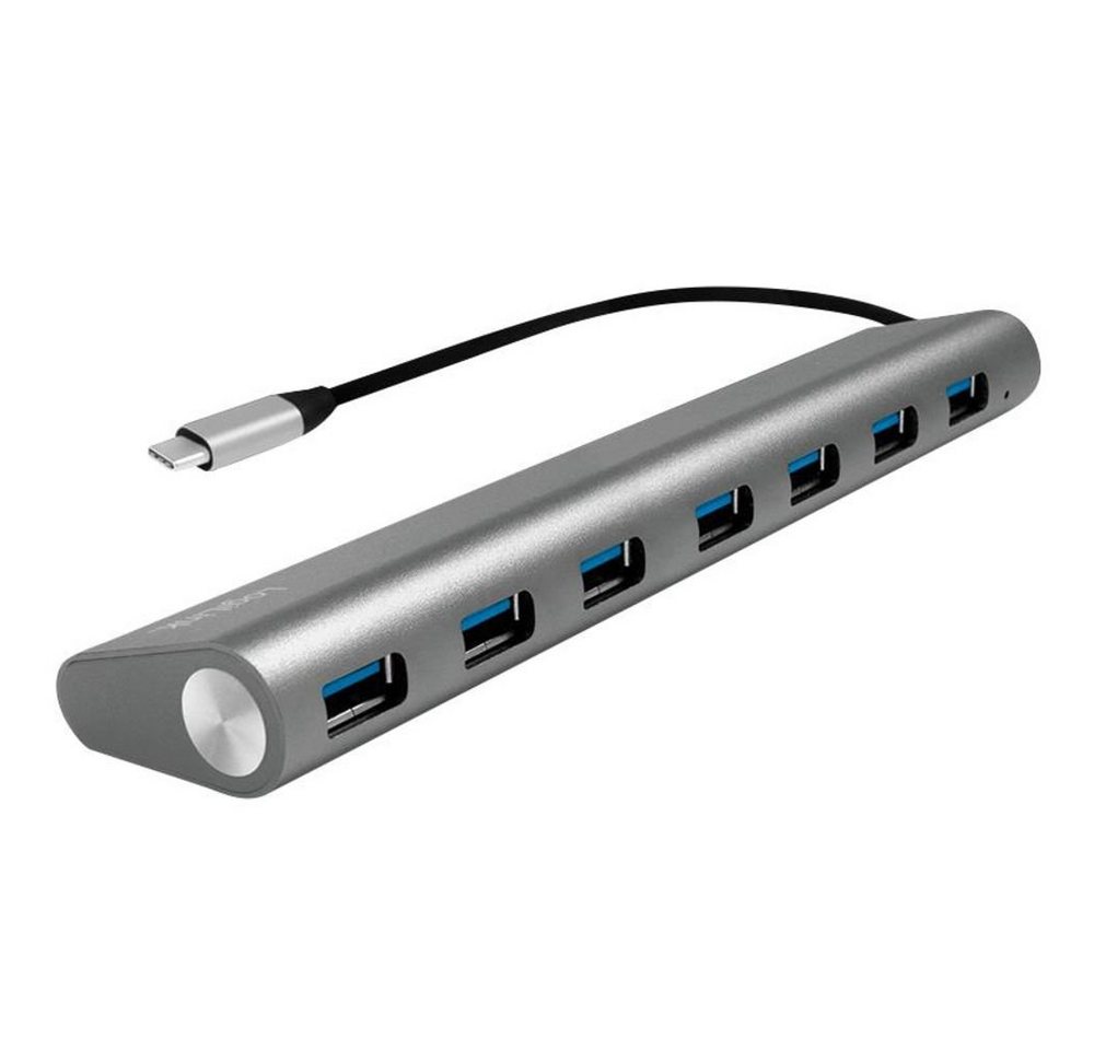 LogiLink UA0310 USB-Adapter, 7-Port USB 3.1 HUB, Aluminiumgehäuse, USB-C Kabel, 5 Gbit/s, Grau von LogiLink