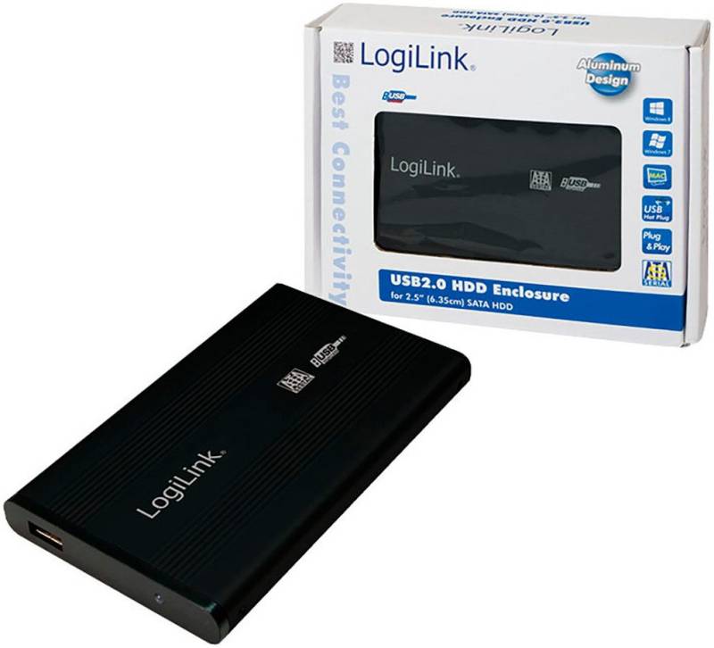 LogiLink USB 2.0 Aluminium-Gehäuse für 2,5 Zoll SATA HDD HDD-Festplatte 2,5" von LogiLink