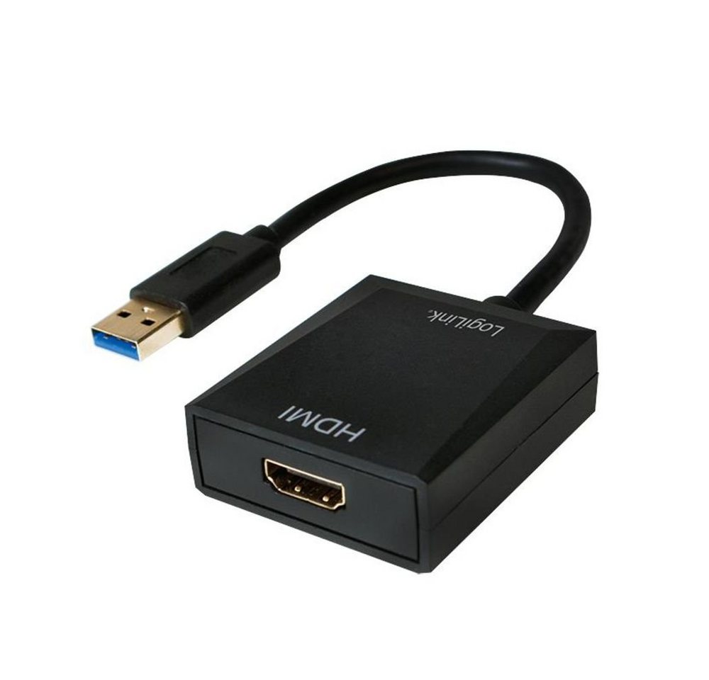 LogiLink USB-A Stecker auf HDMI-A Buchse USB-Adapter, 10 cm, 1080p, Schwarz von LogiLink