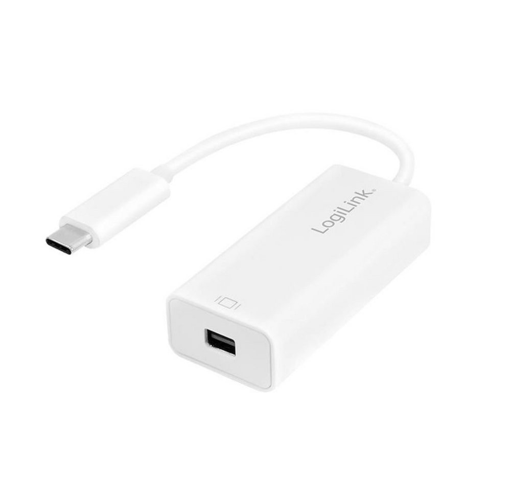 LogiLink USB-C Stecker zu Mini DisplayPort Buchse USB-Adapter, 15 cm, Monitorkabel, Mac, Chromebook, Weiß von LogiLink