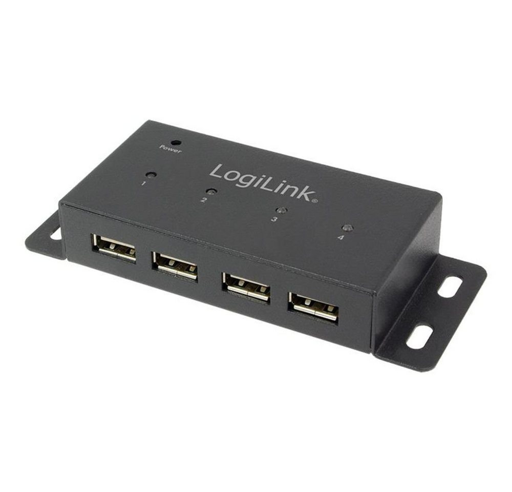 LogiLink USB-Verteiler UA0141A, USB 2.0 Hub, 4-Port, aus Metall, schwarz von LogiLink
