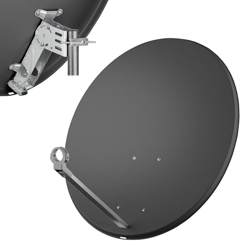 80cm Satelliten Sat Spiegel Schüssel Antenne Anlage HDTV Full Ultra HD UHD 4K (dunkelgrau) von LogiSat