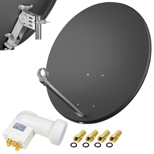 80cm Spiegel Schüssel Stahl + Logisat Quad LNB | 4 Teilnehmer SAT Anlage HD Digital Set anthrazit | DVB-S/S2 Full HDTV 3D 4K Ultra HD UHD Empfang 80cm Spiegel Schüssel Stahl + Logisat Quad LNB | 4 Teilnehmer SAT Anlage HD Digital Set anthrazit | DVB-S/S2 Full HDTV 3D 4K Ultra HD UHD Empfang von LogiSat
