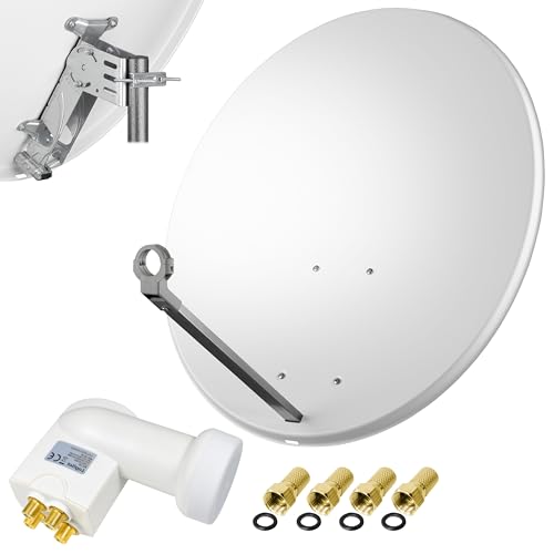 80cm Spiegel Schüssel Stahl + Logisat Quad LNB | 4 Teilnehmer SAT Anlage HD Digital Set hellgrau | DVB-S/S2 Full HDTV 3D 4K Ultra HD UHD Empfang 80cm Spiegel Schüssel Stahl + Logisat Quad LNB | 4 Teilnehmer SAT Anlage HD Digital Set hellgrau | DVB-S/S2 Full HDTV 3D 4K Ultra HD UHD Empfang von LogiSat