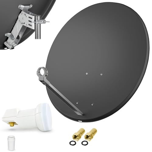 80cm Spiegel Schüssel Stahl + Logisat Single LNB | 1 Teilnehmer SAT Anlage HD Digital Set anthrazit | DVB-S/S2 Full HDTV 3D 4K Ultra HD UHD Empfang 80cm Spiegel Schüssel Stahl + Logisat Single LNB | 1 Teilnehmer SAT Anlage HD Digital Set anthrazit | DVB-S/S2 Full HDTV 3D 4K Ultra HD UHD Empfang von LogiSat