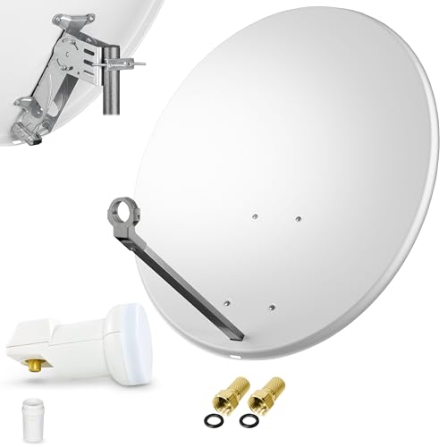 80cm Spiegel Schüssel Stahl + Logisat Single LNB | 1 Teilnehmer SAT Anlage HD Digital Set hellgrau | DVB-S/S2 Full HDTV 3D 4K Ultra HD UHD Empfang 80cm Spiegel Schüssel Stahl + Logisat Single LNB | 1 Teilnehmer SAT Anlage HD Digital Set hellgrau | DVB-S/S2 Full HDTV 3D 4K Ultra HD UHD Empfang von LogiSat