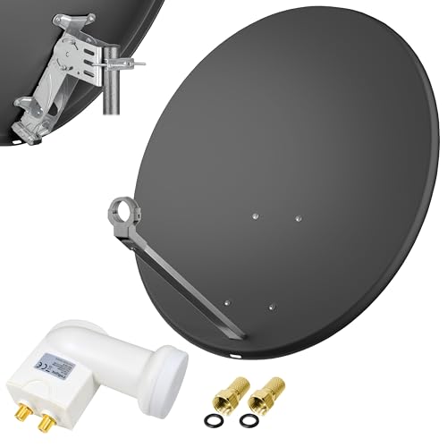 80cm Spiegel Schüssel Stahl + Logisat Twin LNB | 2 Teilnehmer SAT Anlage HD Digital Set anthrazit | DVB-S/S2 Full HDTV 3D 4K Ultra HD UHD Empfang 80cm Spiegel Schüssel Stahl + Logisat Twin LNB | 2 Teilnehmer SAT Anlage HD Digital Set anthrazit | DVB-S/S2 Full HDTV 3D 4K Ultra HD UHD Empfang von LogiSat