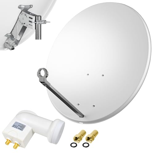 80cm Spiegel Schüssel Stahl + Logisat Twin LNB | 2 Teilnehmer SAT Anlage HD Digital Set hellgrau | DVB-S/S2 Full HDTV 3D 4K Ultra HD UHD Empfang 80cm Spiegel Schüssel Stahl + Logisat Twin LNB | 2 Teilnehmer SAT Anlage HD Digital Set hellgrau | DVB-S/S2 Full HDTV 3D 4K Ultra HD UHD Empfang von LogiSat