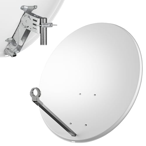 LogiSat 80cm Satelliten Sat Spiegel Schüssel Antenne Anlage HDTV Full Ultra HD UHD 4K (hellgrau) von LogiSat