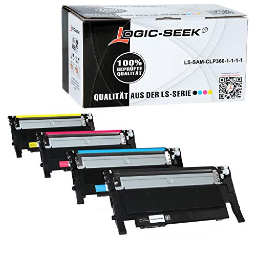 4 Logic-Seek Toner kompatibel für Samsung Xpress C410W CLP-365/SEE CLP-365 360 CLX 3300 3305 FN FW Xpress C 460 FW Series - CLT-K406S CLT-C406S CLT-M406S CLT-Y406S - Schwarz 1500 Seiten, Color je 1000 Seiten von Logic-Seek