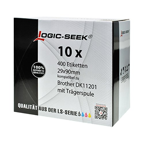 Logic-Seek 10x Adressetiketten kompatibel für Brother DK11201 - je 400 Stück - 29mm x 90mm P-Touch QL-1050 1060N 500 550 560 570 580 700 500 A BS BW 560 VP YX 580N 650TD 710W 720NW - Weiss von Logic-Seek