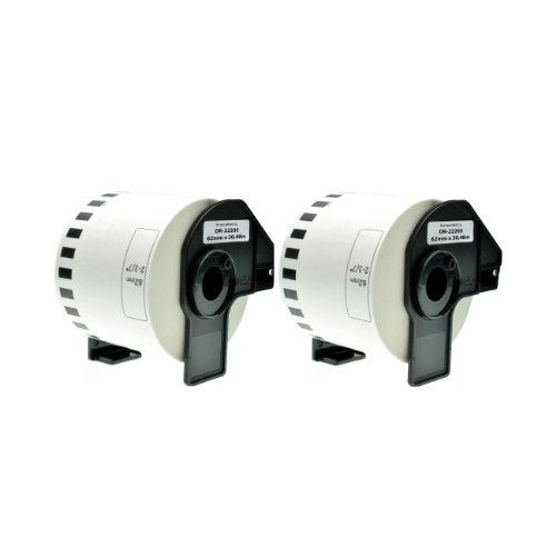 Logic-Seek 2x Endlos-Etikett kompatibel für Brother DK22205 62mm x 30,48m P-Touch QL-1050 1060N 500 550 560 570 580 700 500 A BS BW 560 VP YX 580N 650TD 710W 720NW von Logic-Seek