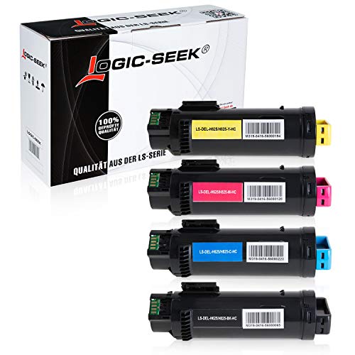 Logic-Seek 4 Toner kompatibel mit Dell H625 H825 CDW H820 Series S2825 CDN - Schwarz 3.000 Seiten, Color je 2.500 Seiten von Logic-Seek