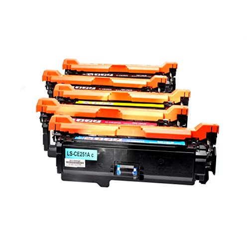 Logic-Seek 5 Toner kompatibel mit HP CLJ CP 3525 Serie CE 250X - CE251A - CE252A CE253A - Schwarz je 10.500 Seiten, Color je 7.000 Seiten von Logic-Seek