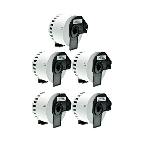 Logic-Seek 5X Endlos-Papierrolle kompatibel für Brother DKN55224-54mm x 30,48m P-Touch QL-1050 1060N 500 550 560 570 580 700 500 A BS BW 560 VP YX 580N 650TD 710W 720NW von Logic-Seek