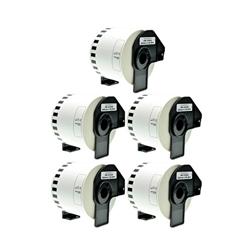 Logic-Seek 5x Endlos-Etikett kompatibel für Brother DK22205 62mm x 30,48m P-Touch QL-1050 1060N 500 550 560 570 580 700 500 A BS BW 560 VP YX 580N 650TD 710W 720NW von Logic-Seek