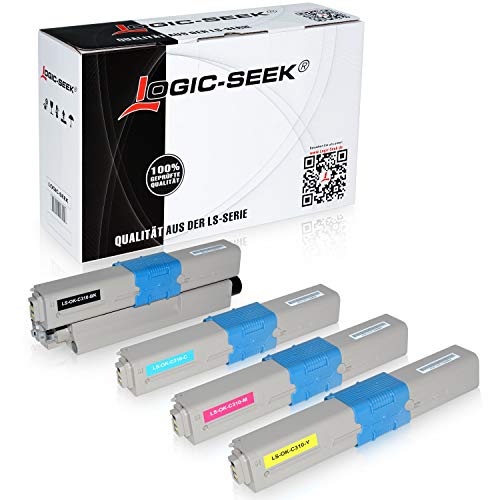 Logic-Seek Set Toner für Oki C310 1x BK,C,M,Y - BK 3.500 S.,Color je 2.000 S., kompatibel von Logic-Seek