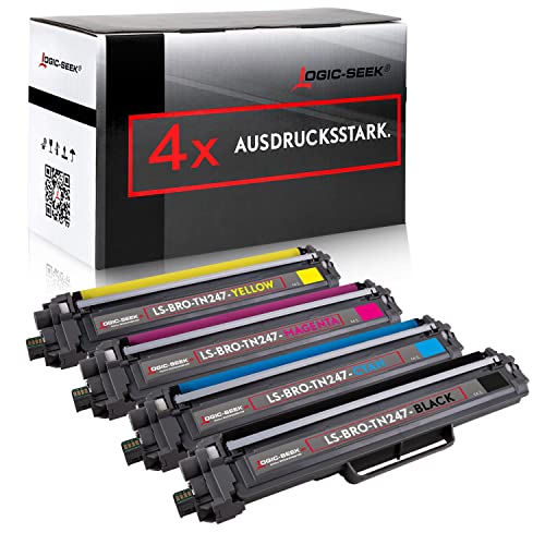 Logic-Seek Toner Set kompatibel zu TN-243CMYK TN247 verwendbar mit Brother MFC L3750CDW MFC-L3750CDW DCP-L3550CDW MFC-L3770CDW HL-L3230CDW HL-L3210CW TN243 TN 243 (Black,Cyan,Magenta,Yellow) von Logic-Seek