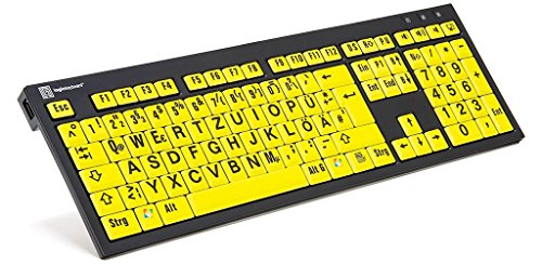 LogicKeyboard LKB-LPBY-BJPU-DE Slimline Tastatur XL-Print Black on Yellow PC Nero von LogicKeyboard