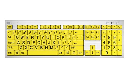 LogicKeyboard xlprint PC Slim Line-Tastatur mit großen Print, schwarz auf gelb von LogicKeyboard