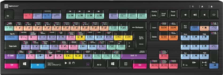 Logickeyboard Adobe After Effects CC Astra 2 Tastatur USB AZERTY Englisch Schwarz (LKB-AECC-A2PC-UK) von Logickeyboard