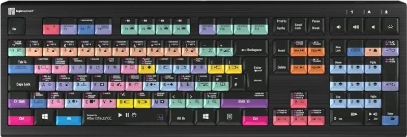 Logickeyboard Adobe After Effects CC Astra 2 Tastatur USB AZERTY Englisch Schwarz (LKB-AECC-A2PC-UK) von Logickeyboard