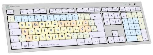 Logickeyboard Dyslexie Lagasthenie ALBA Kabelgebunden Tastatur Deutsch, QWERTZ Weiß von Logickeyboard