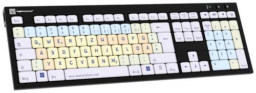 Logickeyboard Dyslexie Lagasthenie Nero Kabelgebunden Tastatur Deutsch, QWERTZ Schwarz von Logickeyboard