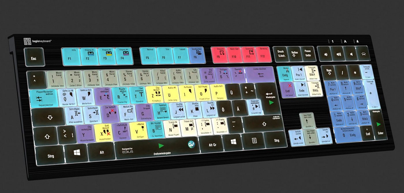 Logickeyboard EDIUS Professional Tastatur V2 Deutsch hintergrundbeleuchtet Tastatur von Logickeyboard