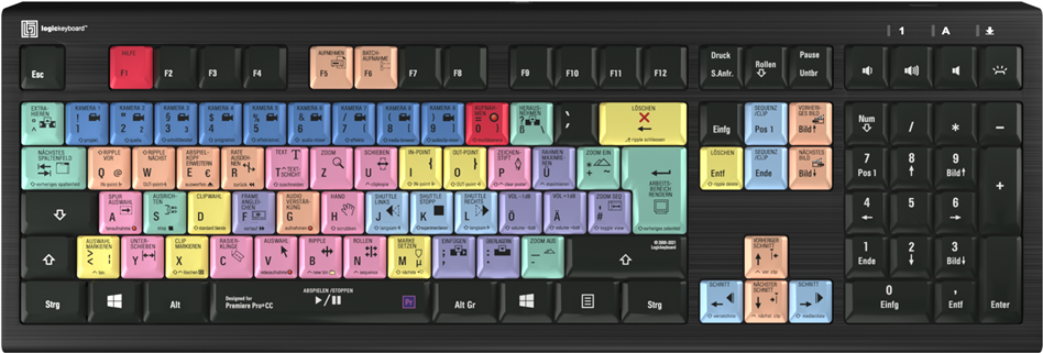 Logickeyboard LKB-PPROCC-A2PC-DE Tastatur USB QWERTZ Deutsch Schwarz (LKB-PPROCC-A2PC-DE) von Logickeyboard