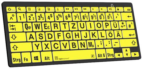 Logickeyboard XL-Print Bluetooth® Tastatur Deutsch, QWERTZ Schwarz Multimediatasten, USB-Hub, Gerä von Logickeyboard