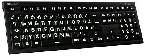 Logickeyboard XL-Print Kabelgebunden Tastatur Deutsch, QWERTZ Schwarz Multimediatasten, USB-Hub, Ger von Logickeyboard