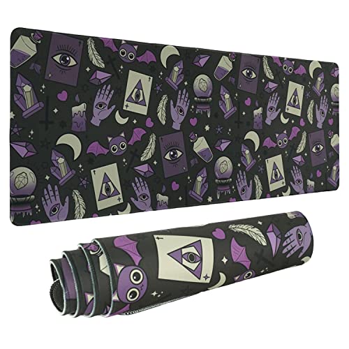 Goth Mouse Pad XL, Gothic Extended Large Gaming Mouse Pad, Black Purple Hexe Mouse Pad Mousepad, Kawaii Long Big Mouse Mat, Spooky Halloween Witch Goth Desk Accessories Stuff Decor, 80x20cm von Logieut