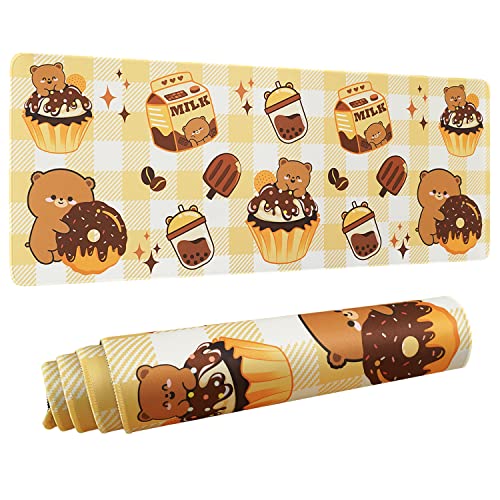 Logieut Kawaii-Bär-Gaming-Mauspad, Orange, Gelb, 31,5 x 11,8 cm, 3 mm, Gummi, Großes Mauspad, Bären-Dekor, Zubehör, Schreibtisch, PC, Laptop, Konsolen Logieut Kawaii-Bär-Gaming-Mauspad, Orange, Gelb, 31,5 x 11,8 cm, 3 mm, Gummi, Großes Mauspad, Bären-Dekor, Zubehör, Schreibtisch, PC, Laptop, Konsolen von Logieut