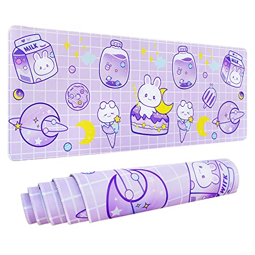 Kawaii Bunny Gaming-Mauspad für den Schreibtisch, erweitertes großes Kaninchen, Mond, violettes Mauspad, XL, langes großes Mauspad, Kawaii Bunny Decor Stuff Zubehör, 80 x 30 cm Kawaii Bunny Gaming-Mauspad für den Schreibtisch, erweitertes großes Kaninchen, Mond, violettes Mauspad, XL, langes großes Mauspad, Kawaii Bunny Decor Stuff Zubehör, 80 x 30 cm von Logieut