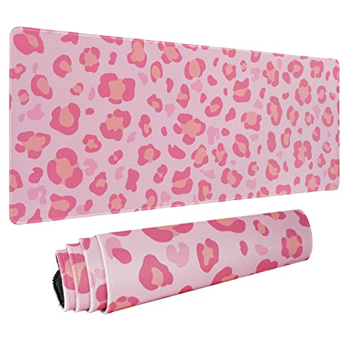 Rosa Leopard Gaming Mauspad für Schreibtisch - Kawaii Erweitertes Großes Leopardenmuster XL Süßes Gepard Pad Lang Groß - Leopard Dekor Zubehör 80 x 20 cm Rosa Leopard Gaming Mauspad für Schreibtisch - Kawaii Erweitertes Großes Leopardenmuster XL Süßes Gepard Pad Lang Groß - Leopard Dekor Zubehör 80 x 20 cm von Logieut