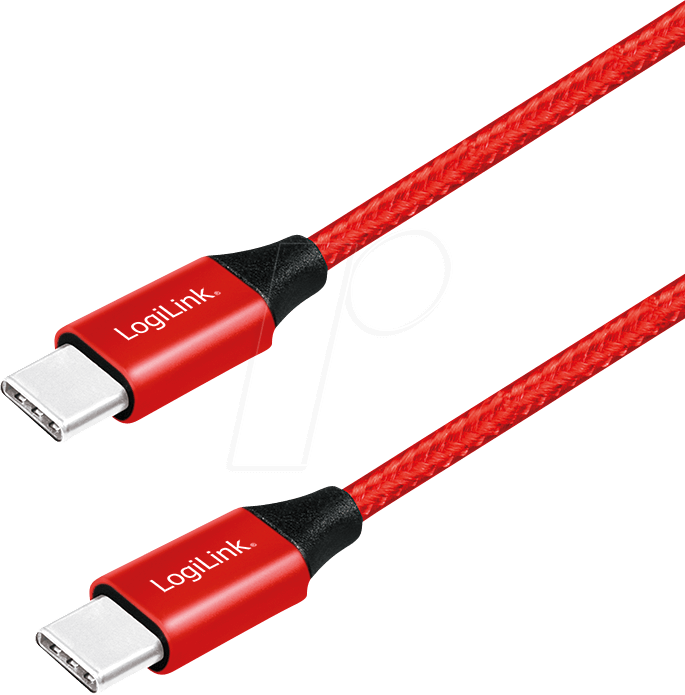 LOGILINK CU0155 - Sync- & Ladekabel, USB-C -> C, 0,3 m, Baumw., rot von Logilink