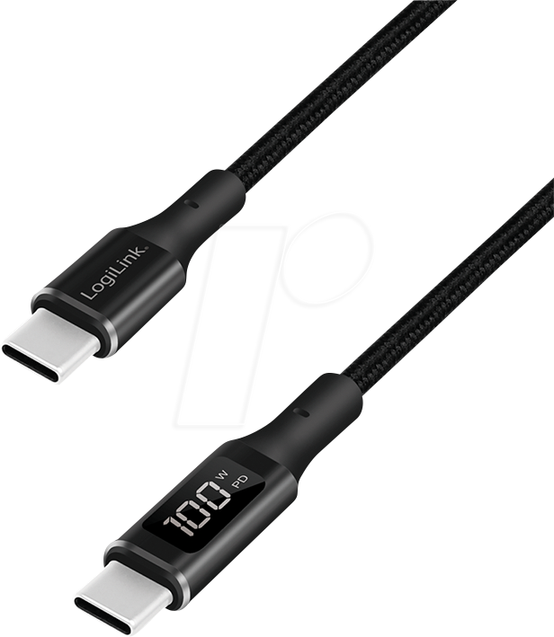 LOGILINK CU0181 - Sync- & Ladekabel, USB-C -> C, OLED-Display, 100 W, 1 m von Logilink