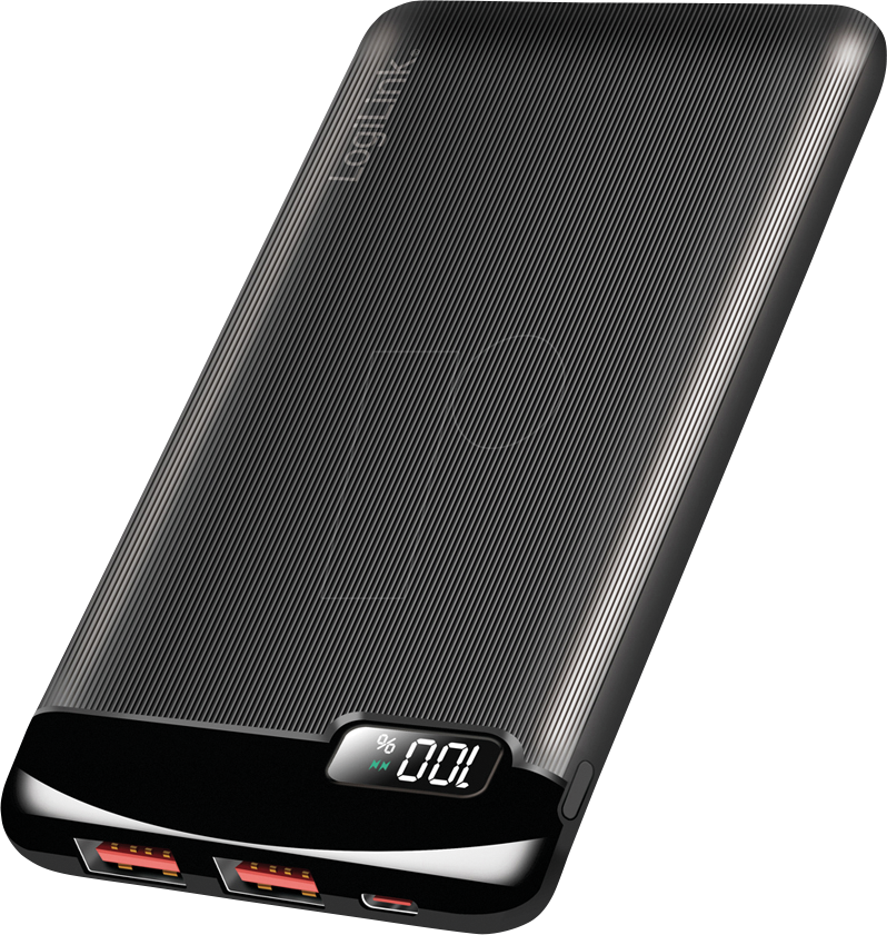 LOGILINK PA0286 - Powerbank, 10000 mAh, 2x USB, 1x USB-C, Display, schwarz von Logilink