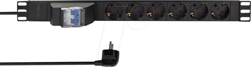 LOGILINK PDU6C02 - 19'' Steckdosenleiste 6-fach, mit 2-pol. Leitungsschutzschalter von Logilink