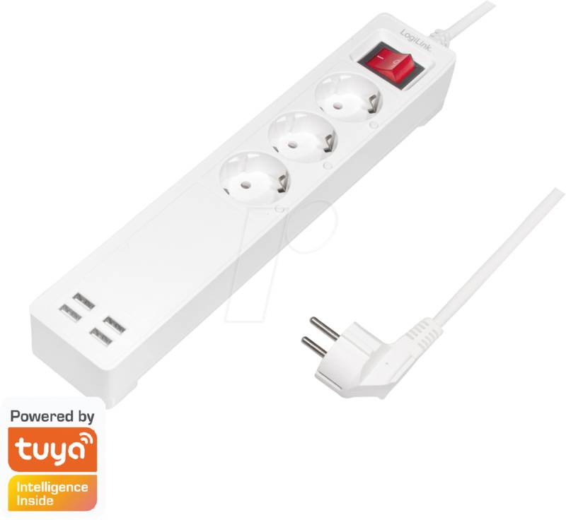 LOGILINK SH0103 - Schaltbare WLAN Steckdosenleiste, 3-fach, 4x USB, Tuya von Logilink