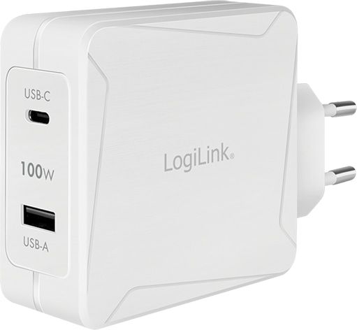 LOGILINK USB-Lader PA0281, 2-fach, 1x USB-C (PD), 1x USB-A, GaN, 100 W von Logilink