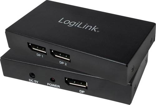 LogiLink 2 Port DisplayPort-Splitter Ultra HD-fähig 3840 x 2160 Pixel Schwarz von Logilink