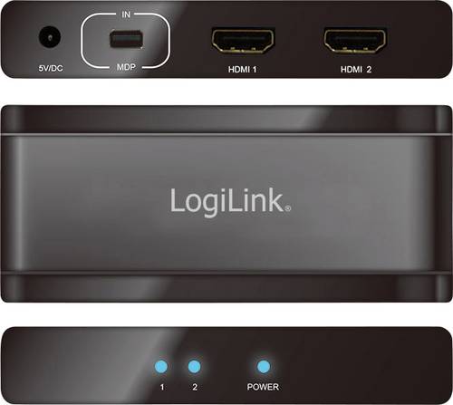 LogiLink 2 Port Mini DisplayPort-Splitter Ultra HD-fähig 3840 x 2160 Pixel Schwarz von Logilink