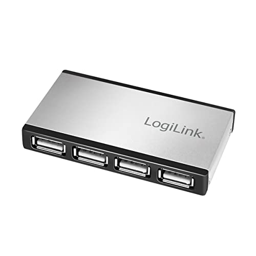 LogiLink 4-Port USB 2.0 Hub mit Aluminiumgehäuse und inkl. Netzteil von Logilink